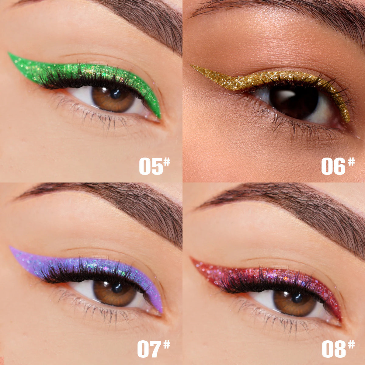 Flytande Eyeliner set - 8 glittrande nyanser