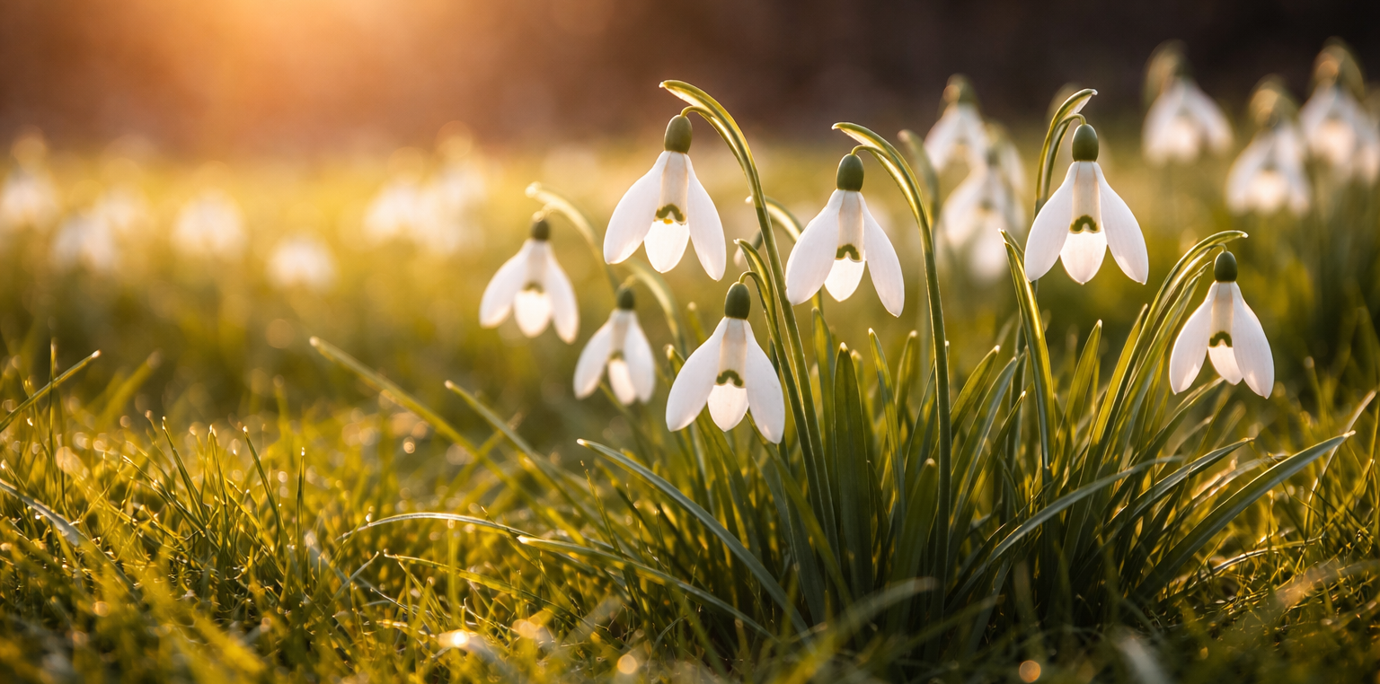 Tidig vår - Snödroppar i solen
