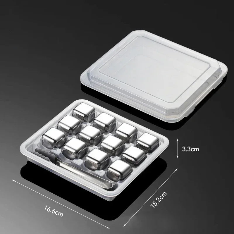 Kylkuber i metall silver släta 12-pack med låda