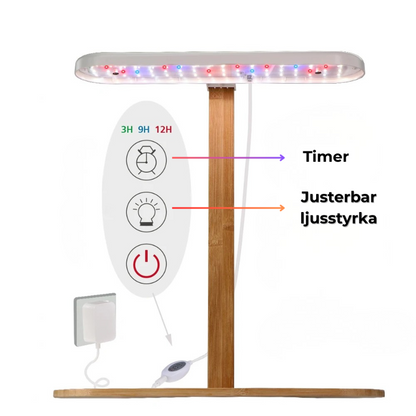 Odlingsställ med timer och justerbar ljusstyrka