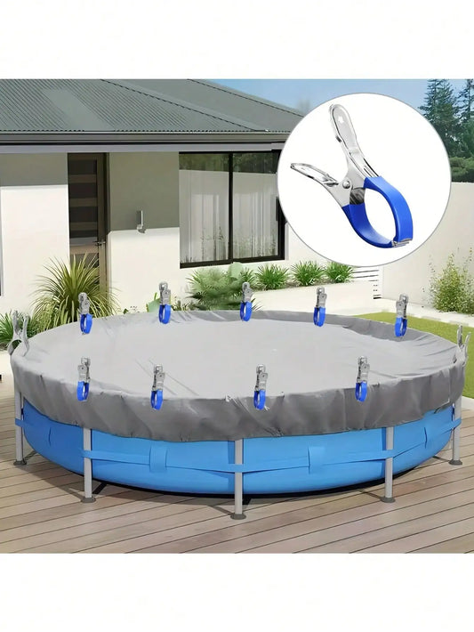 Clip in acciaio inox per teli copri piscina / teli mare 6 pezzi