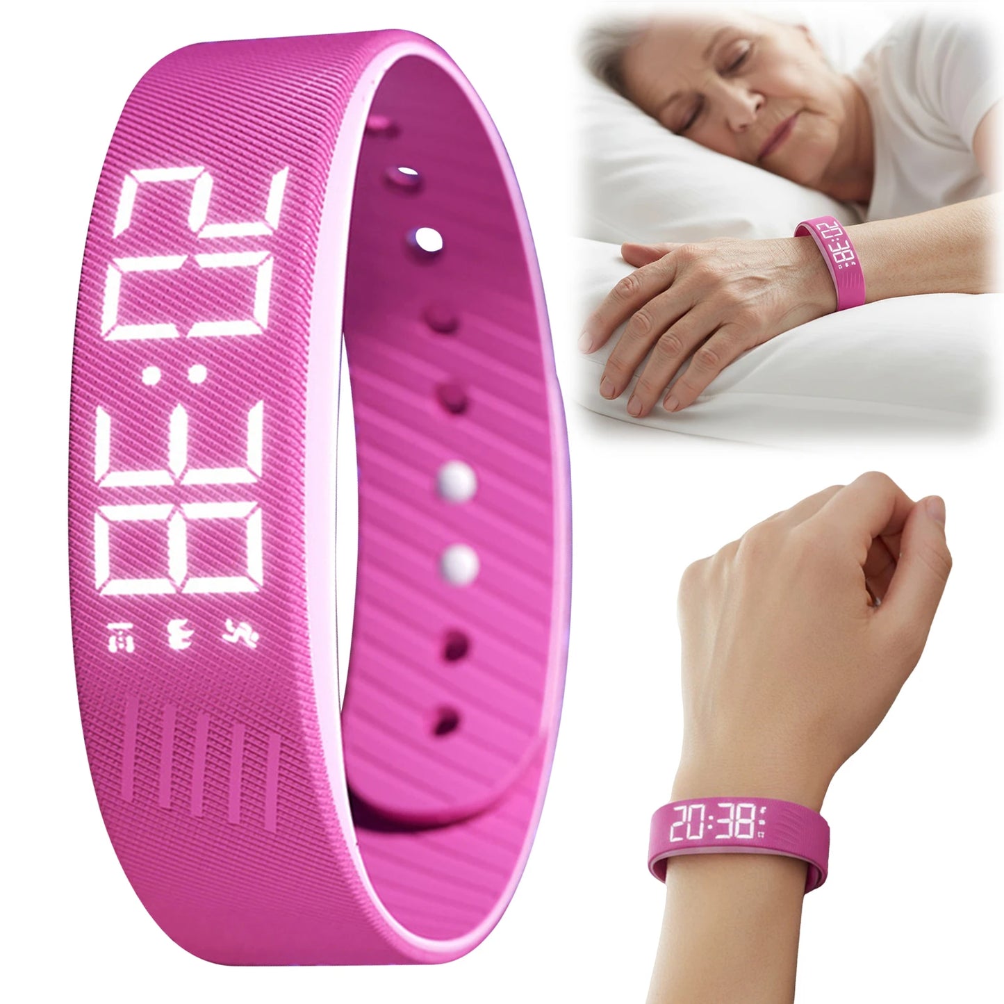 Vibrating Alarm Bracelet – Silent Alarm Clock with Pedometer (Waterproof & USB Charging)