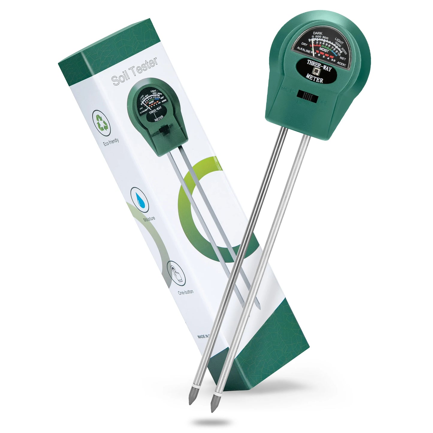 3-in-1 Soil Meter for pH, Moisture & Light | For Plants & Garden