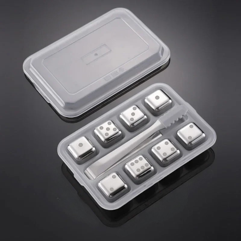  Kylkuber Tärning Silver 8-pack rostfritt Julklappstips