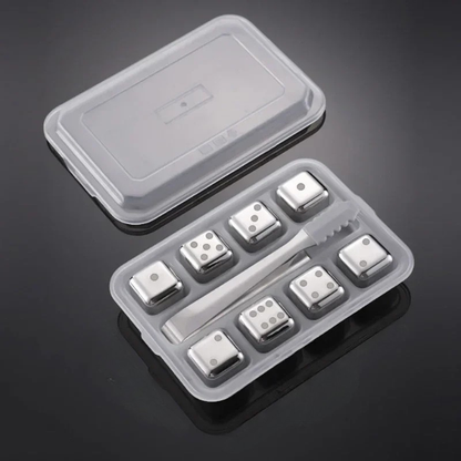  Kylkuber Tärning Silver 8-pack rostfritt Julklappstips