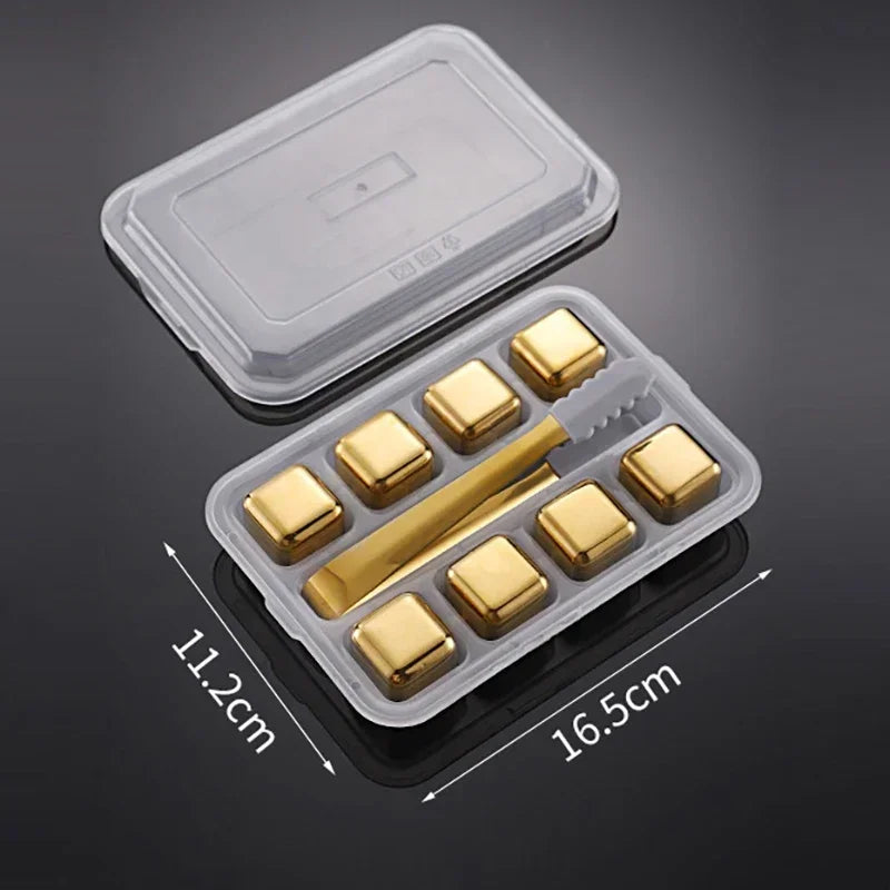 Kylkuber Släta guld 8-pack rostfritt