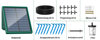 Droppbevattning med solcellsladdning Ingår i paketet